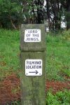 The Lord of the Rings sign points the way to the filming site