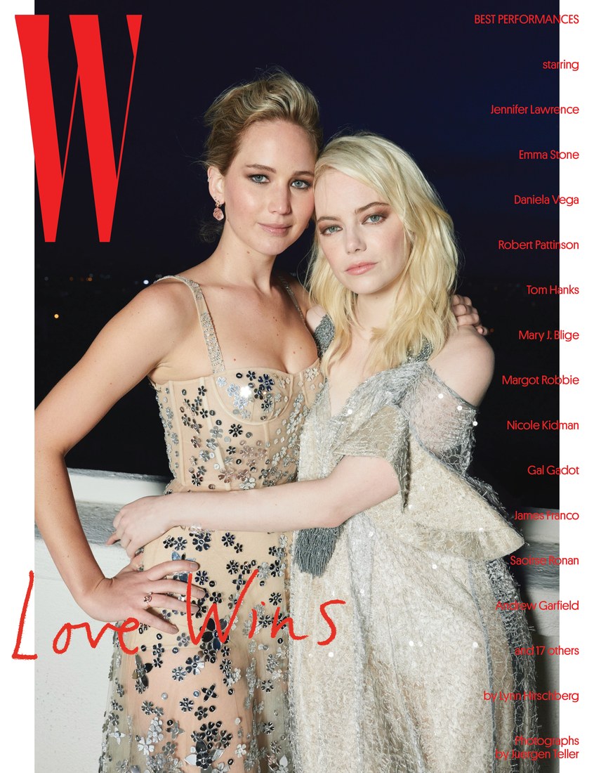 Jennifer Lawrence and Emma Stone on W Magazine cover