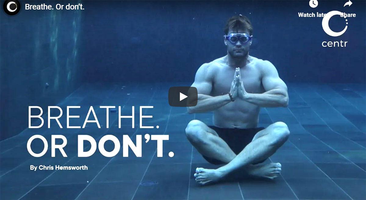 Chris Hemsworth Meditation video image courtesy centr YouTube